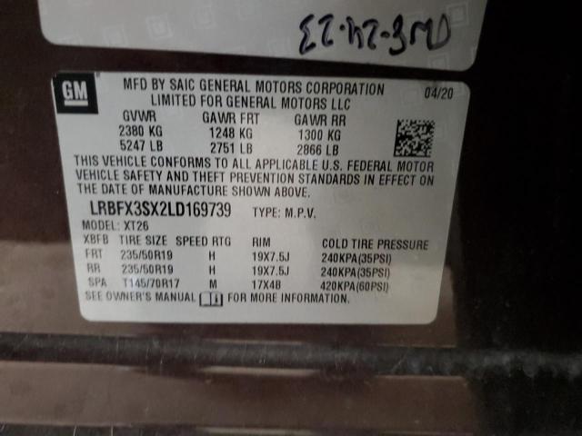 LRBFX3SX2LD169739 - 2020 BUICK ENVISION PREMIUM BROWN photo 13