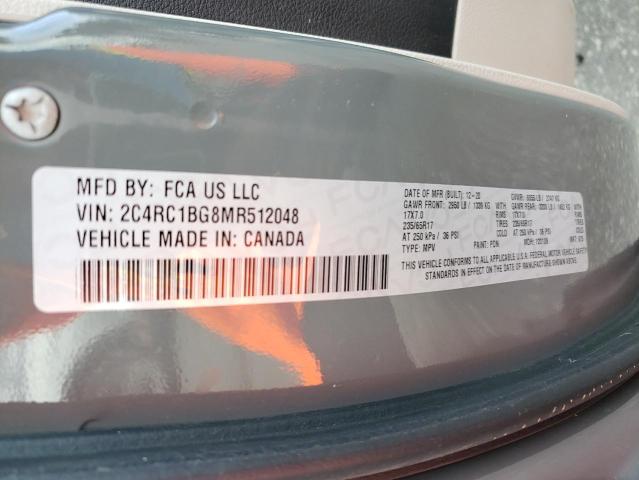 2C4RC1BG8MR512048 - 2021 CHRYSLER PACIFICA TOURING L GRAY photo 13