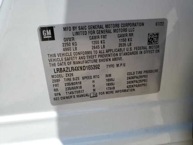 LRBAZLR4XND165392 - 2022 BUICK ENVISION PREFERRED WHITE photo 13