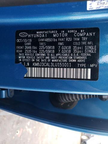 KM8J3CAL3LU151011 - 2020 HYUNDAI TUCSON LIMITED BLUE photo 12