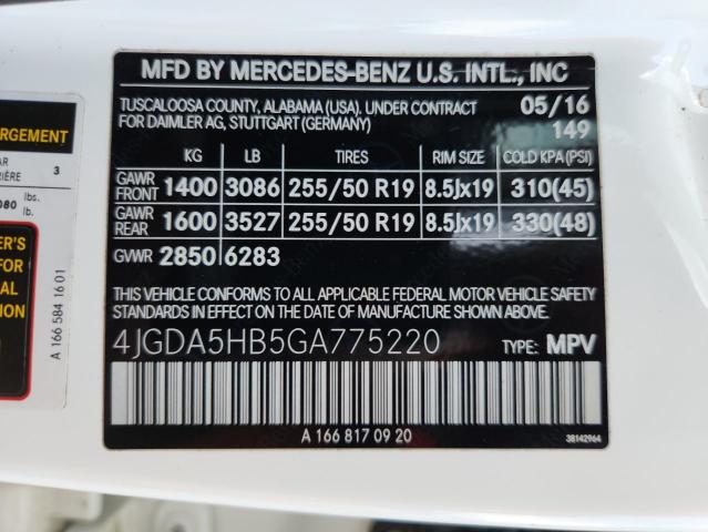 4JGDA5HB5GA775220 - 2016 MERCEDES-BENZ GLE 350 4MATIC WHITE photo 13