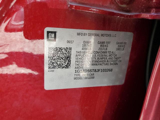 1G1ZD5ST8JF103268 - 2018 CHEVROLET MALIBU LT Қызыл фото 12