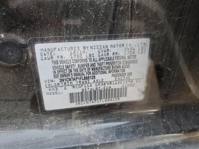 3N1CN7AP1FL888128 - 2015 NISSAN VERSA S BLACK photo 13