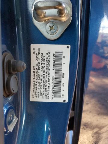 2HGFB2F55CH506122 - 2012 HONDA CIVIC LX BLUE photo 12