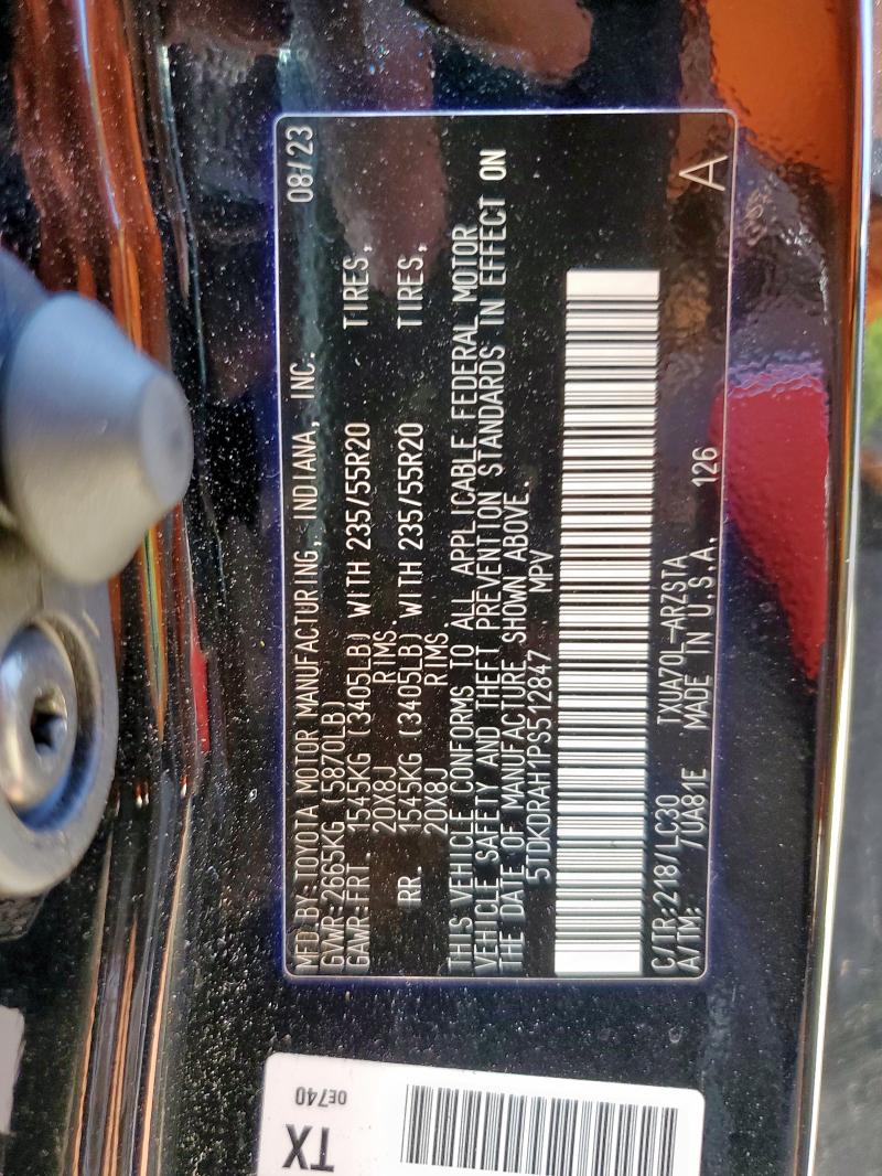 5TDKDRAH1PS512847 - 2023 TOYOTA HIGHLANDER L შავი ფოტო 14