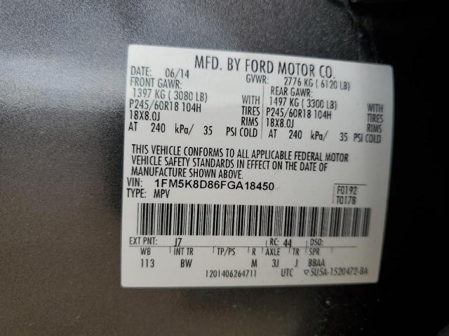 1FM5K8D86FGA18450 - 2015 FORD EXPLORER XLT Boz foto 13