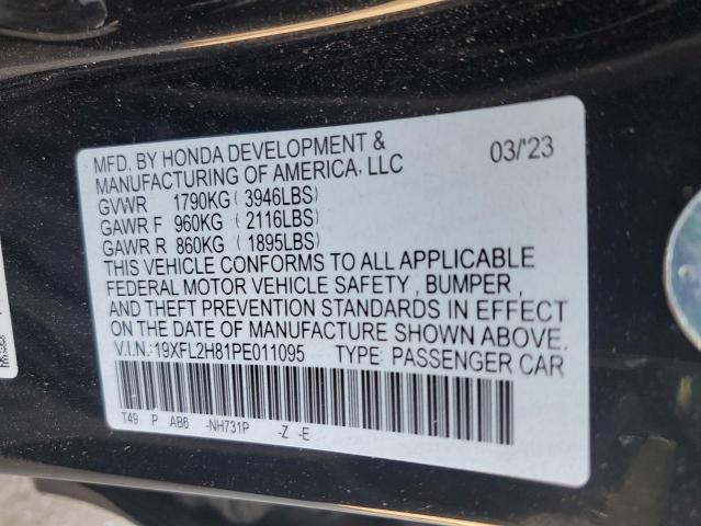 19XFL2H81PE011095 - 2023 HONDA CIVIC SPORT შავი ფოტო 12