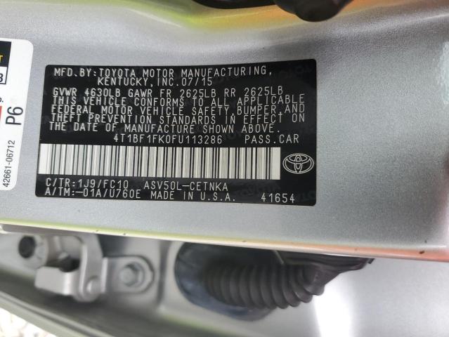 4T1BF1FK0FU113286 - 2015 TOYOTA CAMRY LE SILVER photo 13