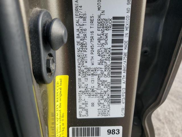 3TMJU4GN2EM173363 - 2014 TOYOTA TACOMA DOUBLE CAB PRERUNNER GRAY photo 13