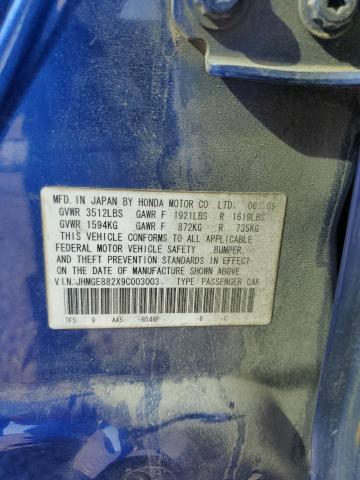 JHMGE882X9C003003 - 2009 HONDA FIT ლურჯი ფოტო 13