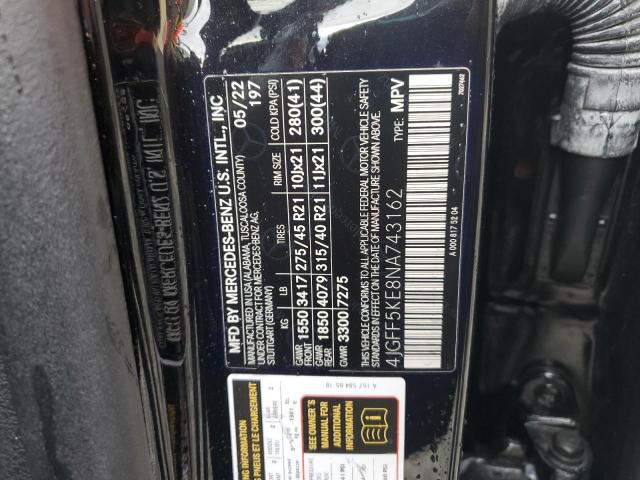 4JGFF5KE8NA743162 - 2022 MERCEDES-BENZ GLS 450 4MATIC BLACK photo 13