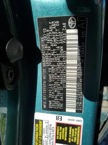 2T1BU4EE2AC467033 - 2010 TOYOTA COROLLA BASE 青绿色 照片 12