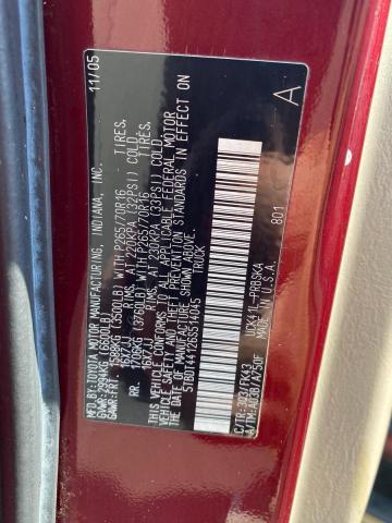 5TBDT44126S514045 - 2006 TOYOTA TUNDRA DOUBLE CAB SR5 BURGUNDY photo 10