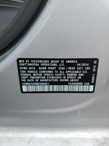 1VWBS7A39EC095021 - 2014 VOLKSWAGEN PASSAT SE SILVER photo 12