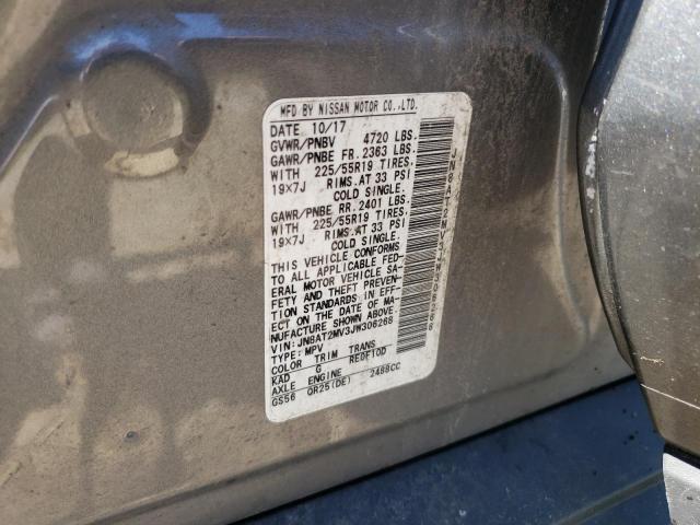 JN8AT2MV3JW306268 - 2018 NISSAN ROGUE S GRAY photo 13