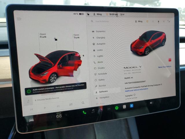 7SAYGDEE8NA022847 - 2022 TESLA MODEL Y 白色 照片 9