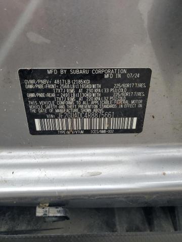 JF2GUADC4R8875661 - 2024 SUBARU CROSSTREK PREMIUM SILVER photo 13