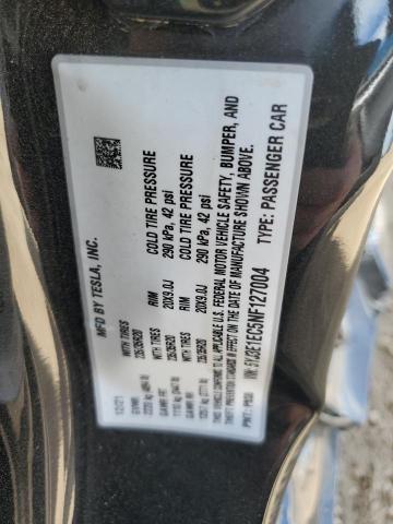 5YJ3E1EC5NF127004 - 2022 TESLA MODEL 3 BLACK photo 14