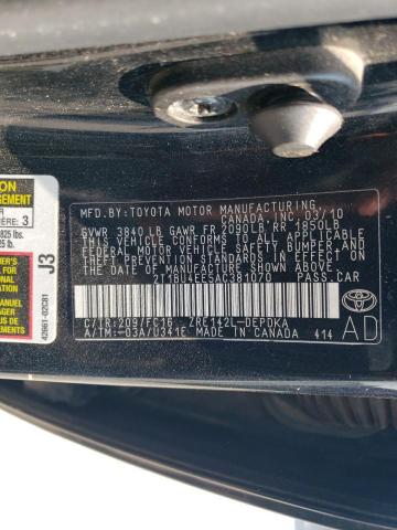 2T1BU4EE5AC381070 - 2010 TOYOTA COROLLA BASE BLACK photo 13