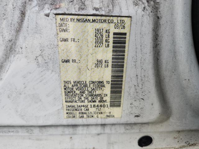 1N4AL3AP4GC184401 - 2016 NISSAN ALTIMA 2.5 白色 照片 12