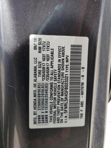 5FNRL5H45FB023321 - 2015 HONDA ODYSSEY EX GRAY photo 13