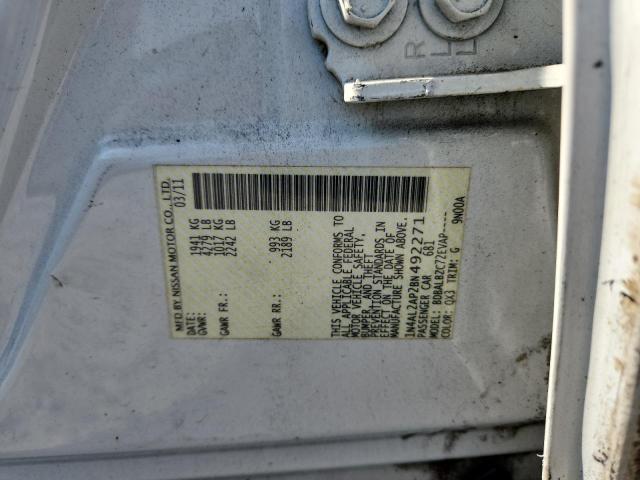 1N4AL2AP2BN492271 - 2011 NISSAN ALTIMA BASE 白色 照片 12