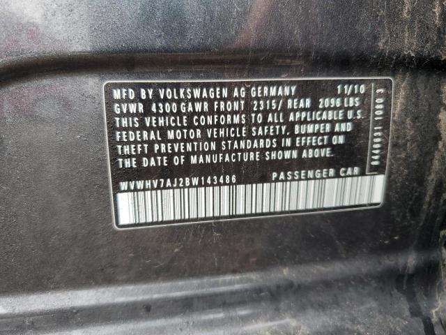 WVWHV7AJ2BW143486 - 2011 VOLKSWAGEN GTI GRAY photo 12