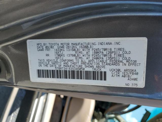 5TBRT34143S346050 - 2003 TOYOTA TUNDRA ACCESS CAB SR5 GRAY photo 13