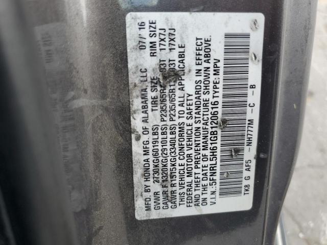 5FNRL5H61GB120616 - 2016 HONDA ODYSSEY EXL WHITE photo 13