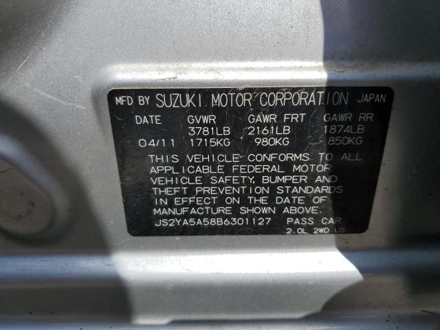 JS2YA5A58B6301127 - 2011 SUZUKI SX4 SILVER photo 12
