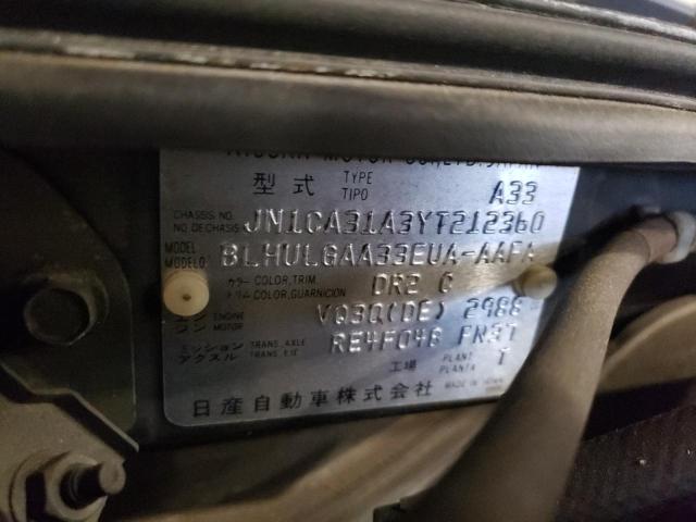 JN1CA31A3YT212360 - 2000 NISSAN MAXIMA GLE GREEN photo 13