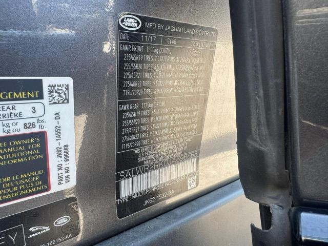 SALWR2RK0JA696668 - 2018 LAND ROVER RANGE ROVE HSE CHARCOAL photo 10