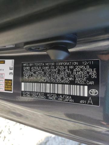 JTKJF5C70C3034590 - 2012 TOYOTA SCION TC 灰色 照片 12