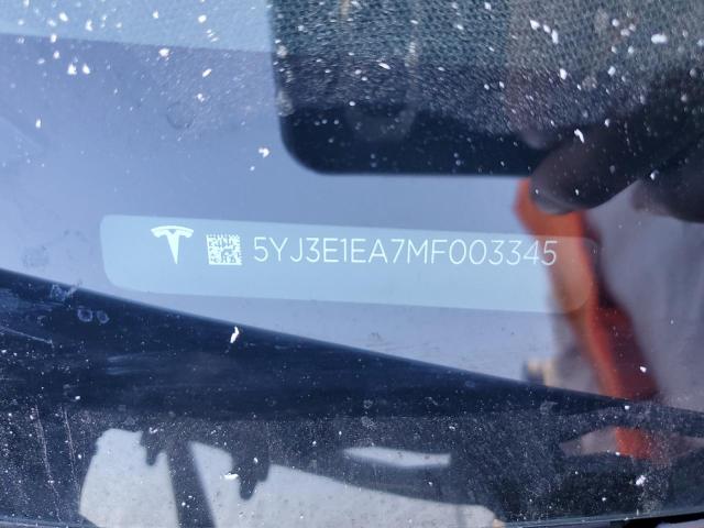 5YJ3E1EA7MF003345 - 2021 TESLA MODEL 3 石墨色 照片 12