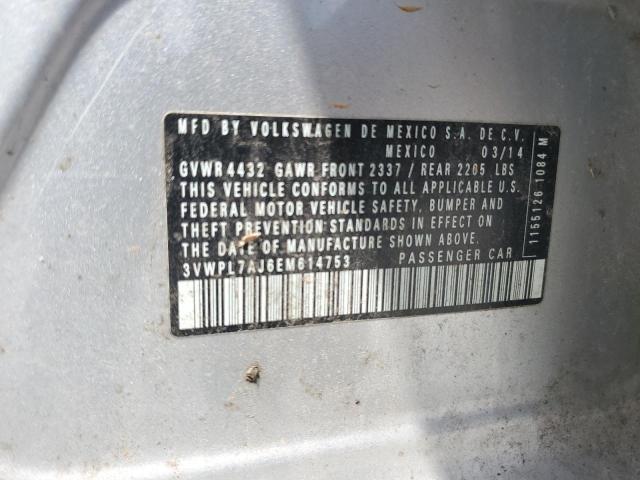 3VWPL7AJ6EM614753 - 2014 VOLKSWAGEN JETTA TDI SILVER photo 12