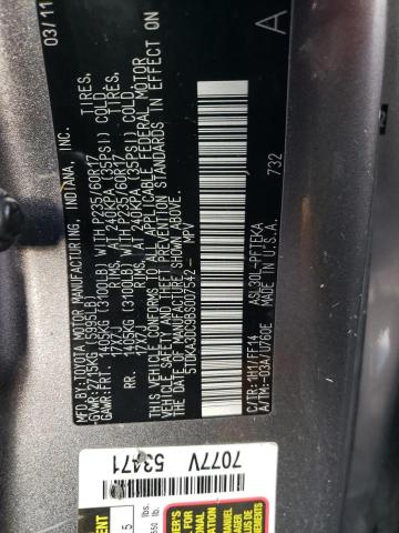 5TDKA3DC9BS007542 - 2011 TOYOTA SIENNA BASE GRAY photo 13