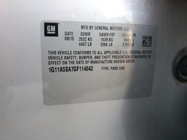 1G11A5SA7GF114842 - 2016 CHEVROLET MALIBU LIM LS SILVER photo 12