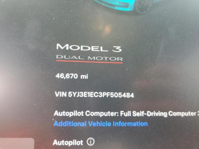 5YJ3E1EC3PF505484 - 2023 TESLA MODEL 3 თეთრი ფოტო 9