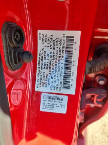 2HGFC1E50KH704114 - 2019 HONDA CIVIC SI RED photo 12