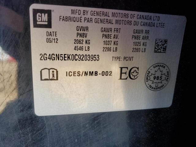 2G4GN5EK0C9203953 - 2012 BUICK REGAL 黑色 照片 12