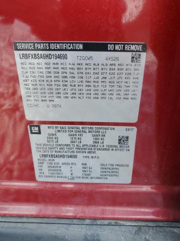 LRBFXBSA6HD194690 - 2017 BUICK ENVISION ESSENCE წითელი ფოტო 13