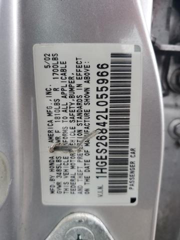 1HGES26842L055966 - 2002 HONDA CIVIC EX SILVER photo 12
