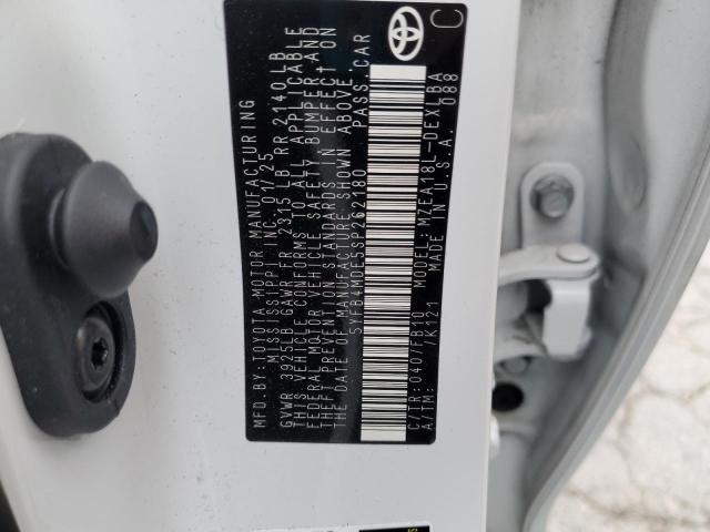 5YFB4MDE5SP262180 - 2025 TOYOTA COROLLA LE WHITE photo 12