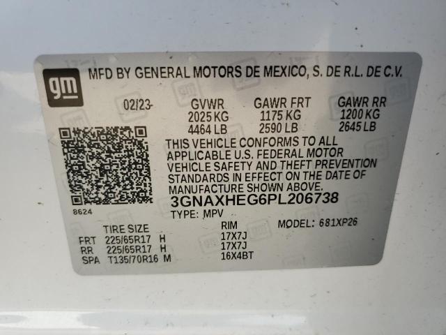 3GNAXHEG6PL206738 - 2023 CHEVROLET EQUINOX LS თეთრი ფოტო 12