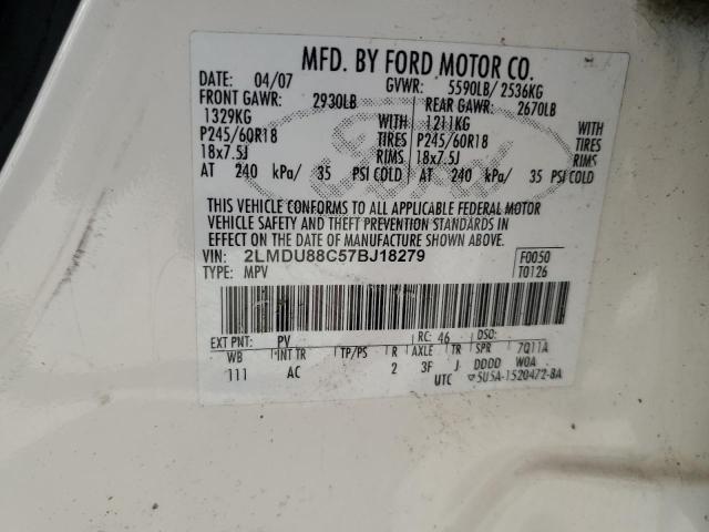 2LMDU88C57BJ18279 - 2007 LINCOLN MKX WHITE photo 13