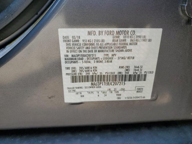 MAJ3P1TE8JC207215 - 2018 FORD ECOSPORT SE Մոխրագույն լուսանկար 13