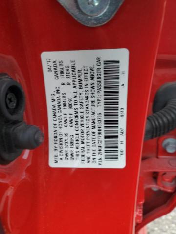 2HGFC2F79HH533796 - 2017 HONDA CIVIC EX RED photo 12