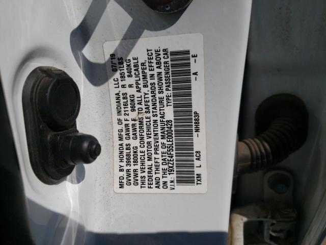 19XZE4F55LE000428 - 2020 HONDA INSIGHT EX WHITE photo 13