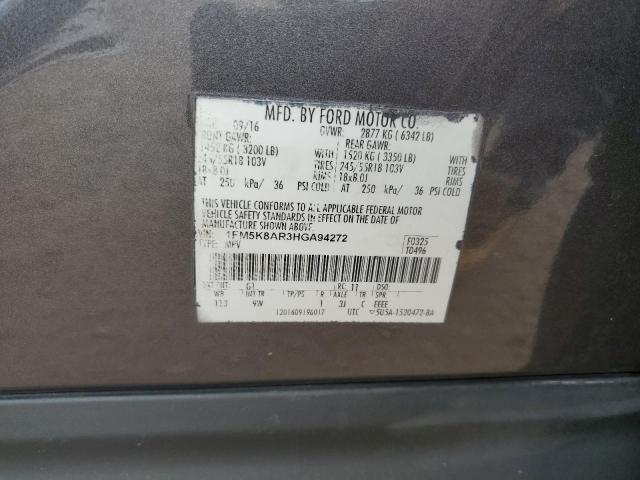 1FM5K8AR3HGA94272 - 2017 FORD EXPLORER POLICE INTERCEPTOR Gri fotoğraf 12