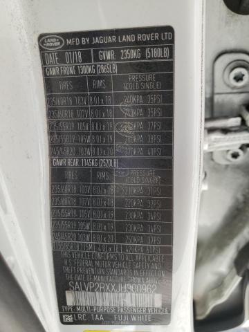 SALVP2RXXJH300962 - 2018 LAND ROVER RANGE ROVE SE WHITE photo 13